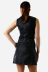 Women's short leatherette dress with wide straps