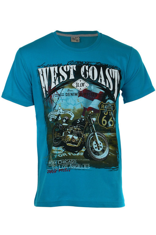 Cotton shirt short sleeves motorcycle print