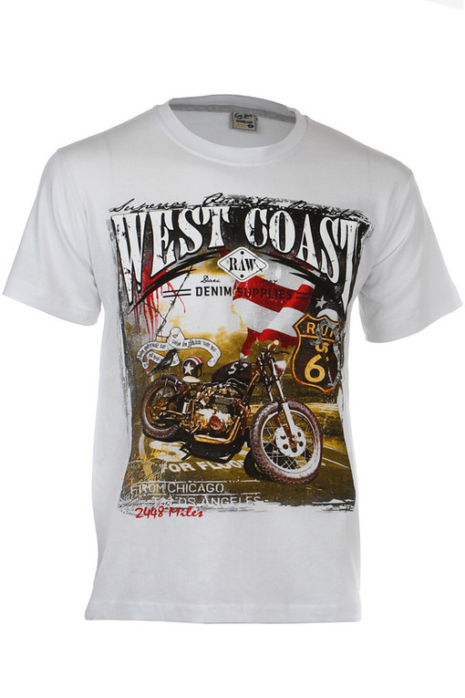 Cotton shirt short sleeves motorcycle print