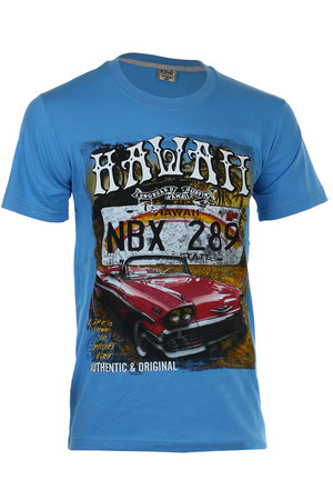 Men's t-shirt with colored print and short sleeves. Material: 100% cotton