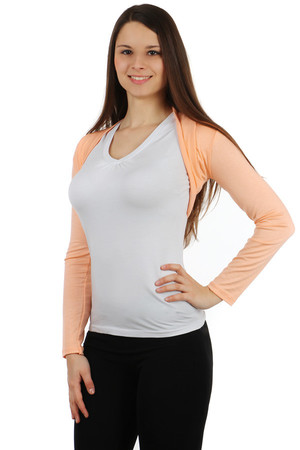 Women's modern long sleeve bolero. Solid color from pastel to distinctive neon tones. Without printing and without fastening.