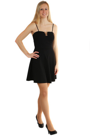 Beautiful dress with ornament in neckline. Zippered at the back. Adjustable narrow straps. Import: Italy Material: 94%