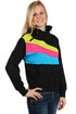 Women's sports sweatshirt with stripes and hood
