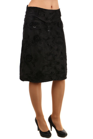 Stylish ladies elegant skirt with delicate flower pattern. Hidden zip on the side. Midi knee length. Material: 100% polyester