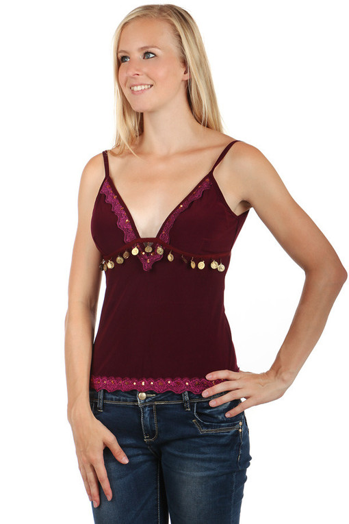 Untraditional decorated ladies tank top