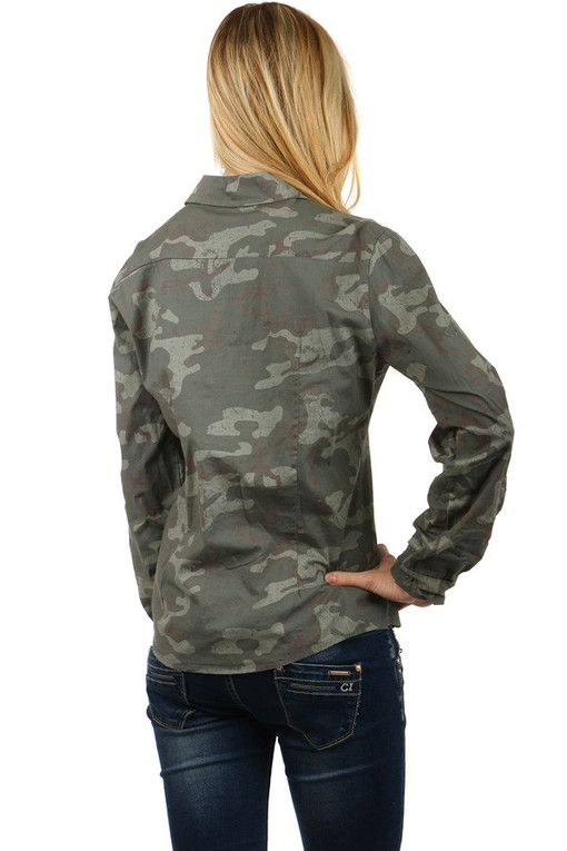 Women's long-sleeved cotton camouflage shirt