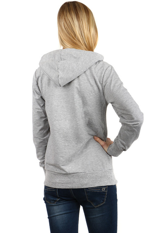 Sports women's sweatshirt with hood and print