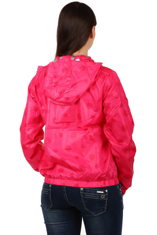 Women's jacket with polka dots and hood