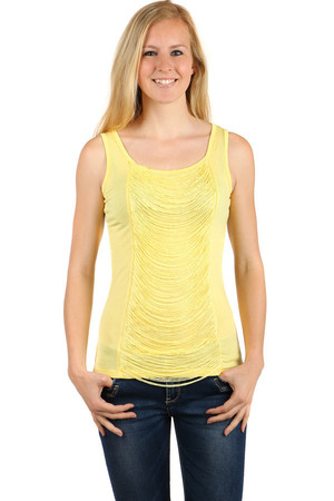 Women's tank top with unusual application on the front. Round neckline. Material: 95% cotton, 5% elastane