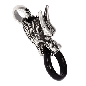 Surgical Steel Pendant Head Dragon. Dimensions: width 14mm, length 42mm.
