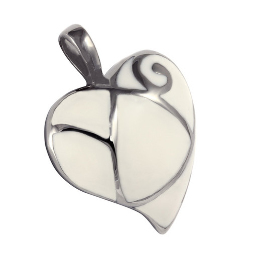 Steel heart pendant with pearl surface