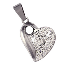 Luxury stainless steel pendant with heart motif. Dimensions: width 20mm, length 25mm