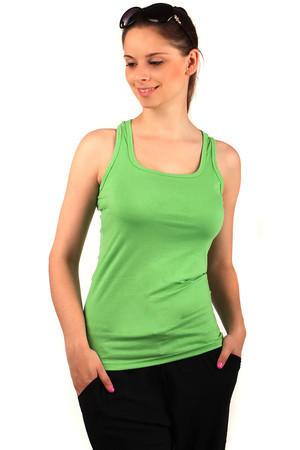 Women's tank top with mesh on the back and flowers. Simple and smooth in front. Material: 95% cotton, 5% elastane