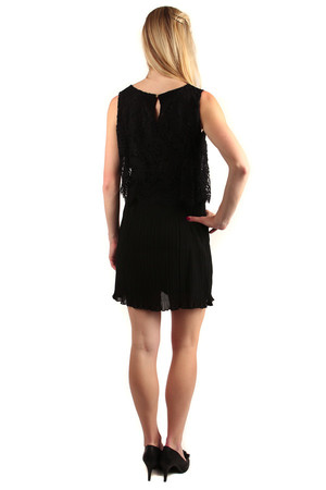 Multilayer dress with lace part. Light and airy design. Material: 95% polyester, 5% spandex