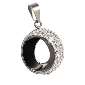 Glittering ring pendant. Dimensions: width 25mm, length 25mm