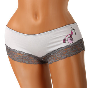 Panties with lace and picture. Choose from several colors. Material: 95% cotton, 5% spandex.