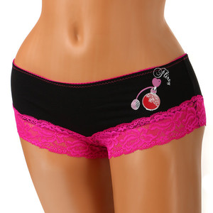 Panties with lace and picture. Choose from several colors. Material: 95% cotton, 5% spandex.