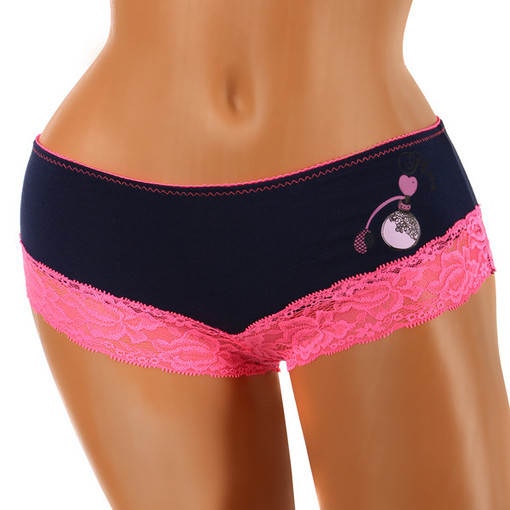 Women's cotton panties with print and lace
