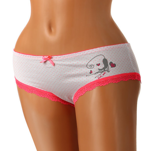 Cotton panties with polka dots and cat picture