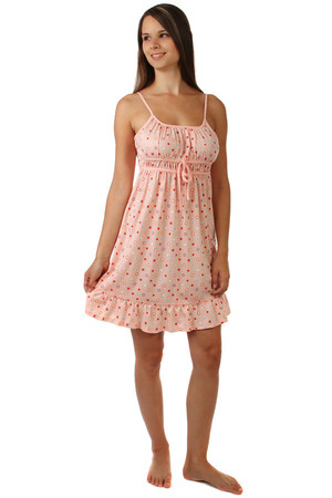 Nightgown with narrow straps and polka dots. Material: 100% cotton