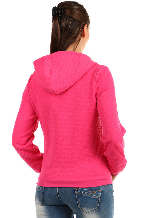 Women's quilted sweatshirt with zip and hood