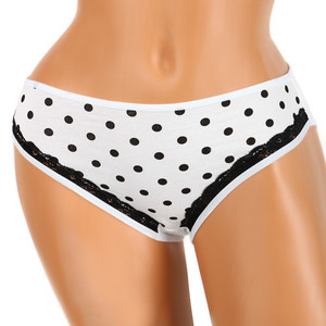 Women's panties with polka dots and lace. Material: 90% cotton, 10% elastane.