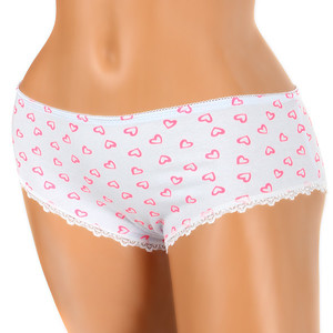 Cotton panties with hearts, decorative border. Material: 95% cotton, 5% elastane
