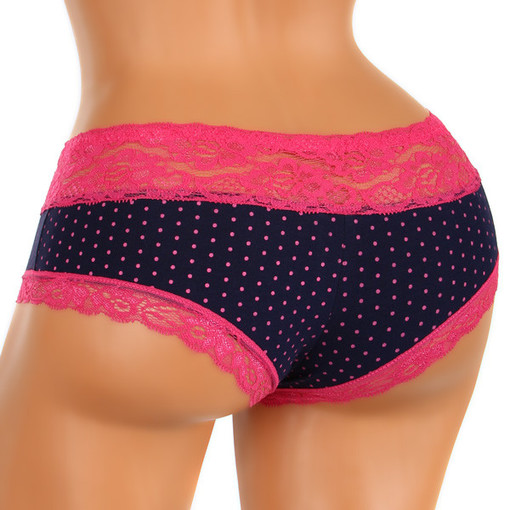 Women's cotton panties with lace-lined trim
