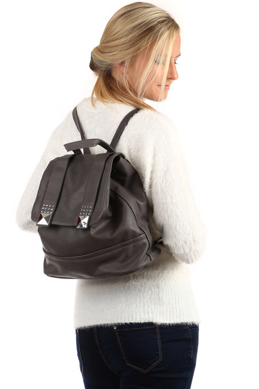 Women's large urban leatherette backpack