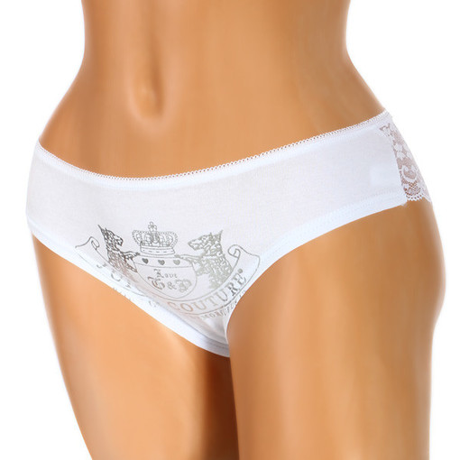 Cotton women's panties with transparent lace on the back