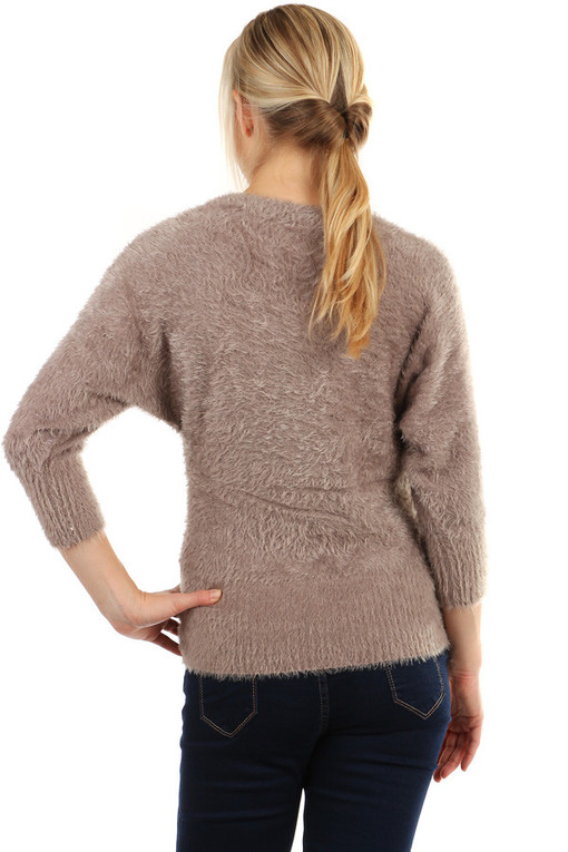 Women's soft sweater V-neck 3/4 sleeves
