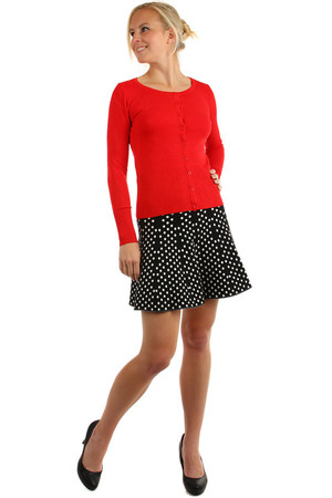 Cotton knitted skirt with a polka dot pattern. Also suitable for colder weather. Short length. Material: 94% cotton, 6%