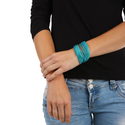 Women's leatherette bracelet with stones