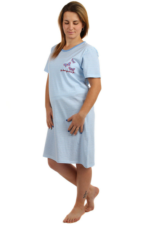 Women's cotton nightie with stripes and picture