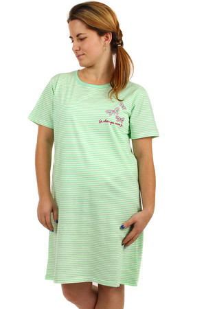 Striped nightdress with print, short sleeve. Material: 100% cotton
