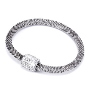 Bracelet with rhinestones, switching on magnet. Dimensions: length 22cm, diameter of chain 0,6cm, size of roller with stones