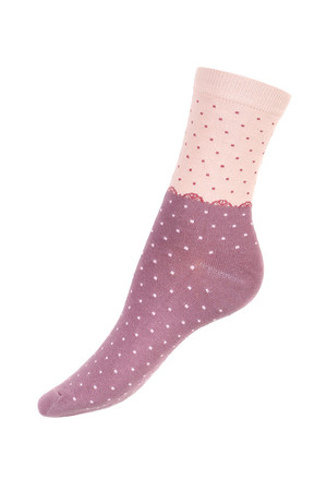 Women's two-color socks with polka dots. Material: 90% cotton, 5% polyamide, 5% elastane