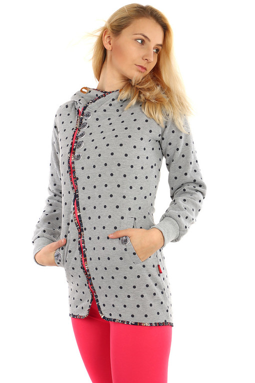 Women's sweatshirt polka dots and hood