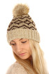 Women's warm knitted hat with pattern and pompon