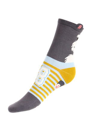 Striped socks with a dog. Material: 90% cotton, 5% polyamide, 5% elastane