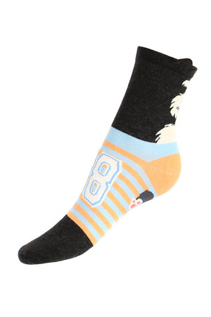 Striped socks with a dog. Material: 90% cotton, 5% polyamide, 5% elastane