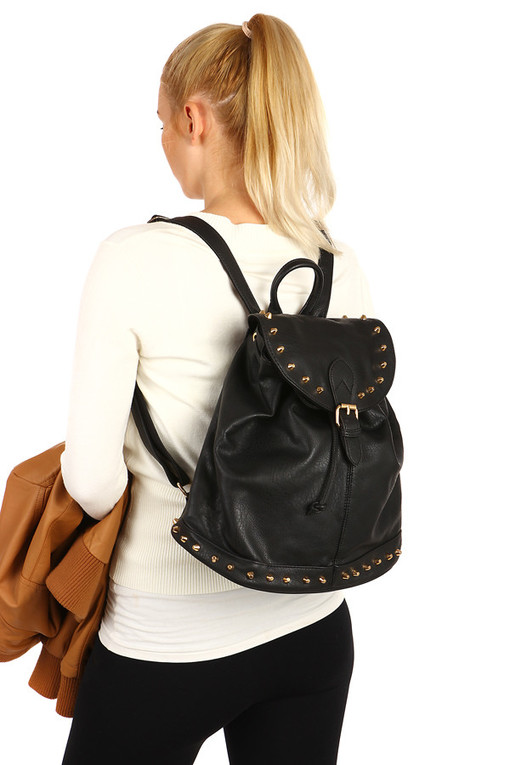 Women's larger leatherette city backpack
