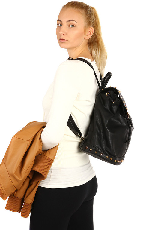 Women's larger leatherette city backpack