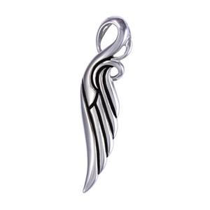 Steel pendant angel wing. Material stainless steel. Dimensions: length 70 mm, width 17 mm.