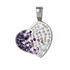 Steel necklace white heart with lilac rhinestones