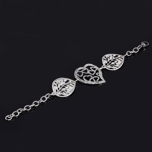 Bracelet made of surgical steel heart and petals