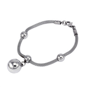 Surgical steel bracelet with balls. Dimensions: width 3mm, diameter of small ball 7mm, diameter of big ball 14mm, length