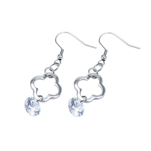 Earrings made of stainless steel with clear stone
