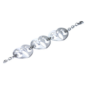 Distinctive bracelet from big hearts. Material surgical steel. Size: length 20 cm, heart width 4 cm.