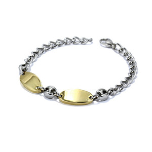 Imaginative stainless steel bracelet, in combination of silver and gold color. Length: 21 cm.